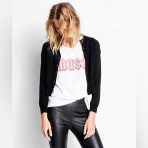 Zadig & Voltaire Dark Blue Nina Star Merino Wool Sweater Cardigan. Size M.